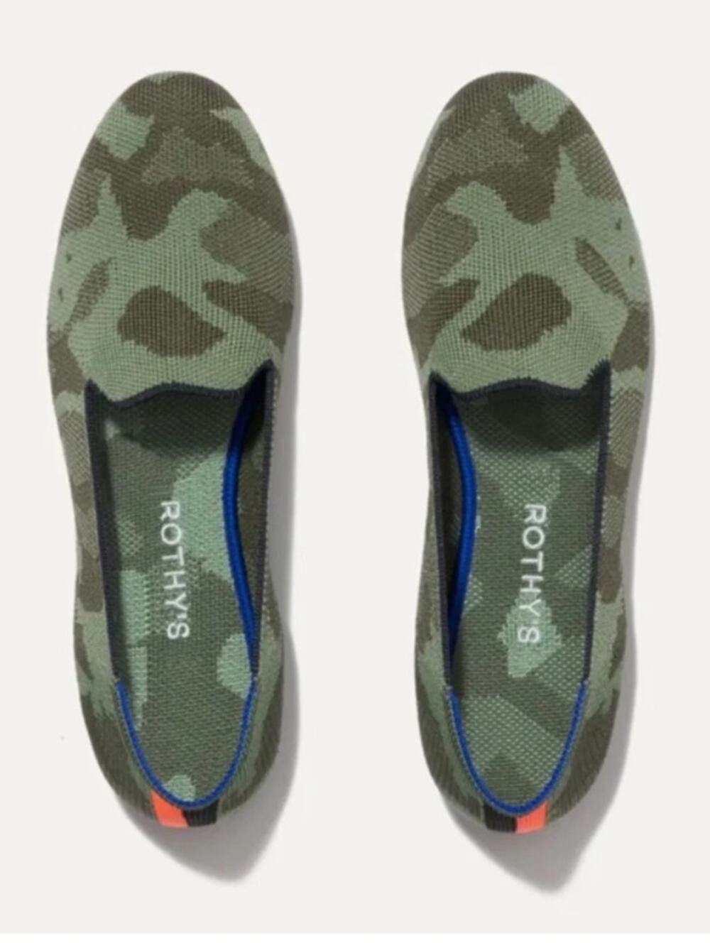 Rothy's Olive Camo Knit Rounded Toe Loafer Flat Size 9